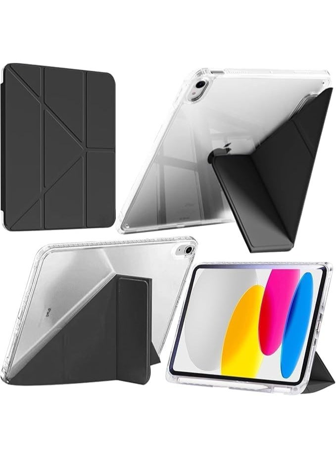 حافظة متوافقة مع آيباد (A16) الجيل 11/10 (2025/2022) غلاف شفاف مضاد للصدمات مع حامل قلم و تخزين محول، قاعدة ثلاثية الشكل على شكل Y 6 في 1، أسود - Image 1