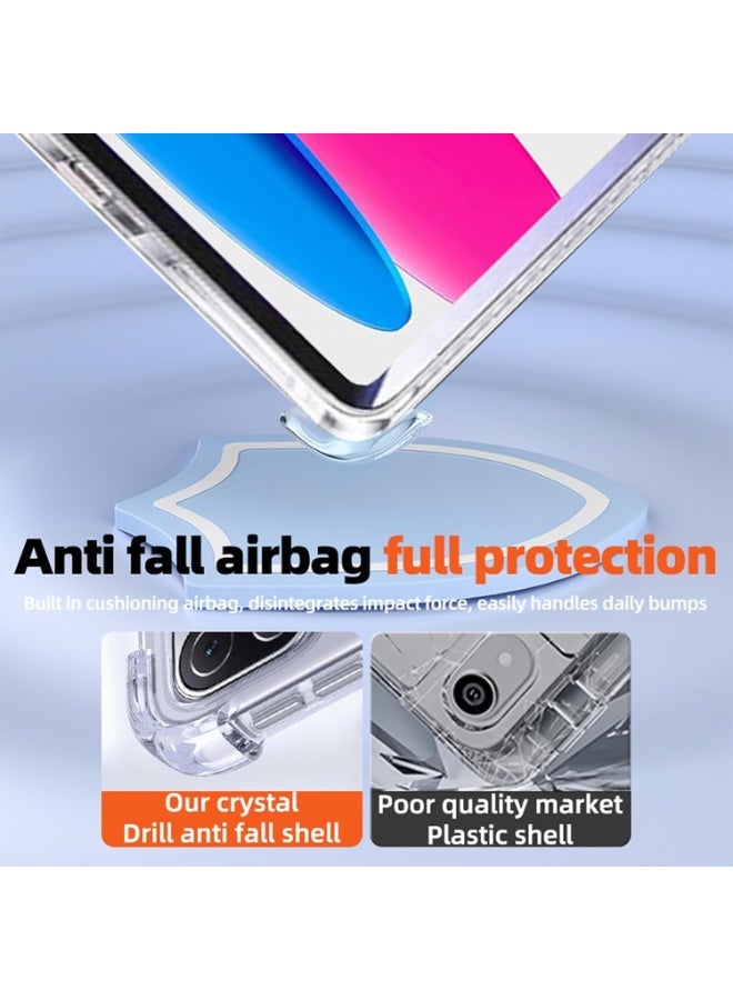 حافظة متوافقة مع آيباد (A16) الجيل 11/10 (2025/2022) غلاف شفاف مضاد للصدمات مع حامل قلم و تخزين محول، قاعدة ثلاثية الشكل على شكل Y 6 في 1، أسود - Image 4