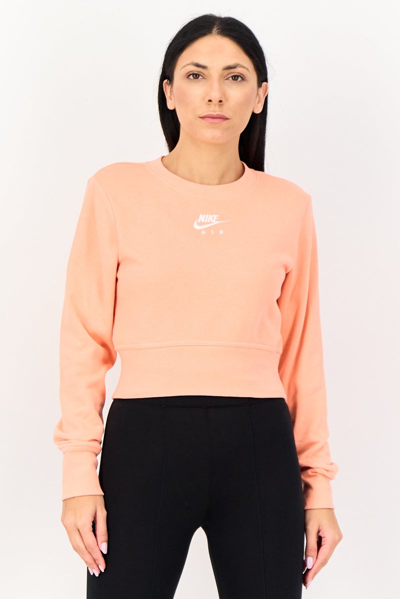 Nike سويت شيرت خارجي طويل الأكمام للنساء، برتقالي - Image 1