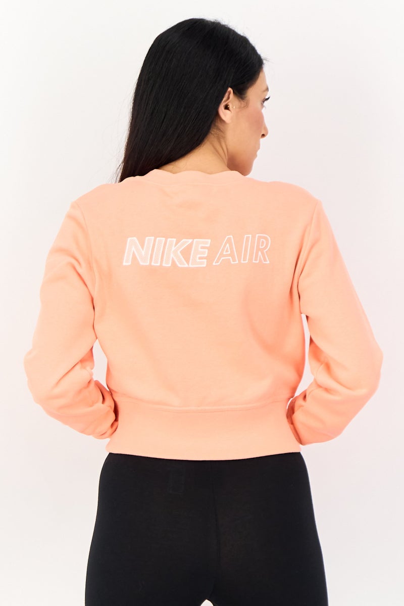 Nike سويت شيرت خارجي طويل الأكمام للنساء، برتقالي - Image 4