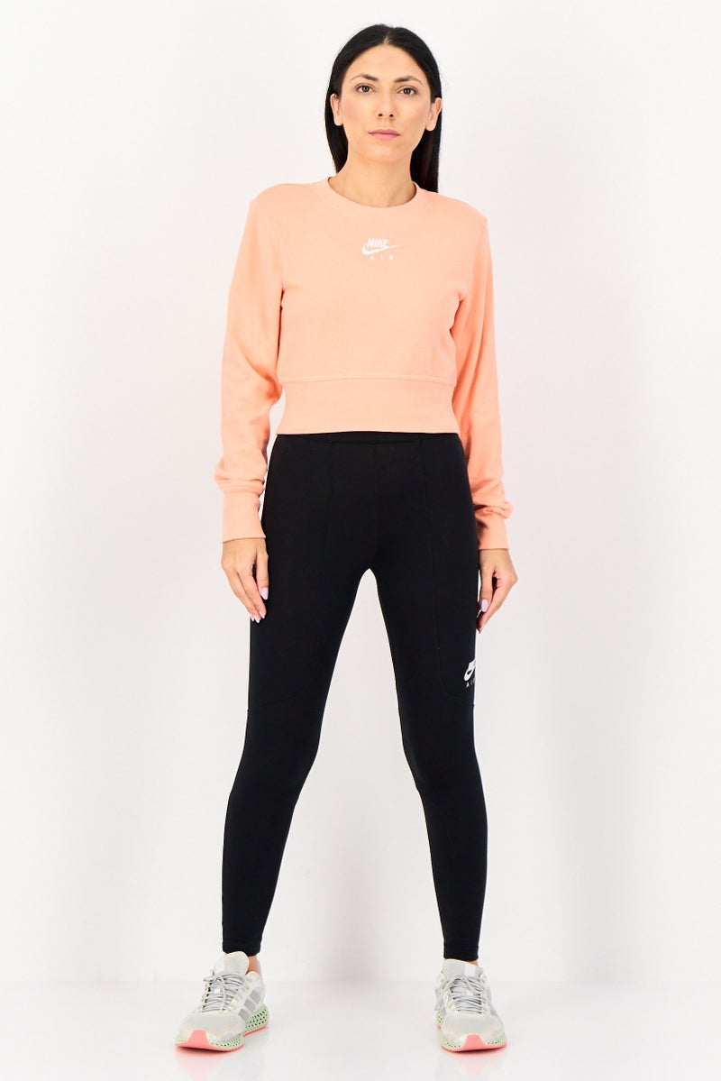 Nike سويت شيرت خارجي طويل الأكمام للنساء، برتقالي - Image 3