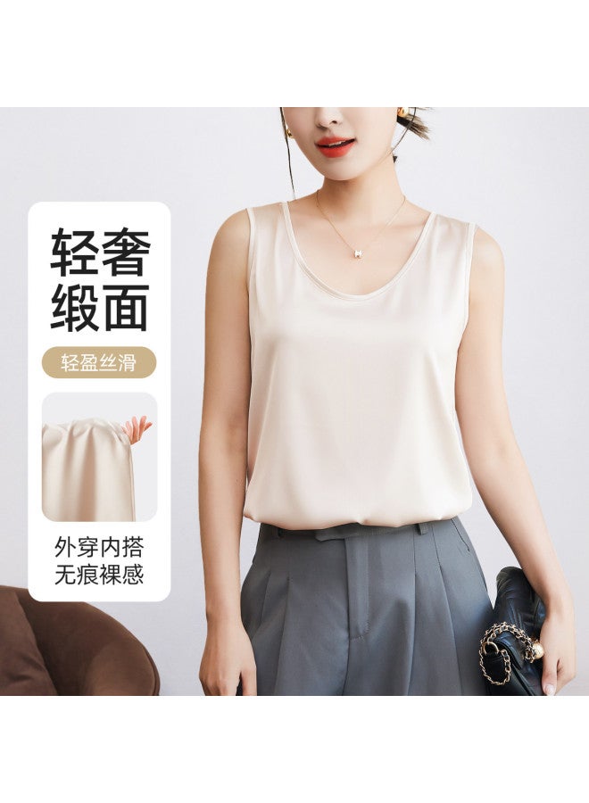 Top melon U-Neck Smooth Faux Silk Women'S Camisole, Perfect For Layering Under Blazers Or Wearing Alone - Image 2
