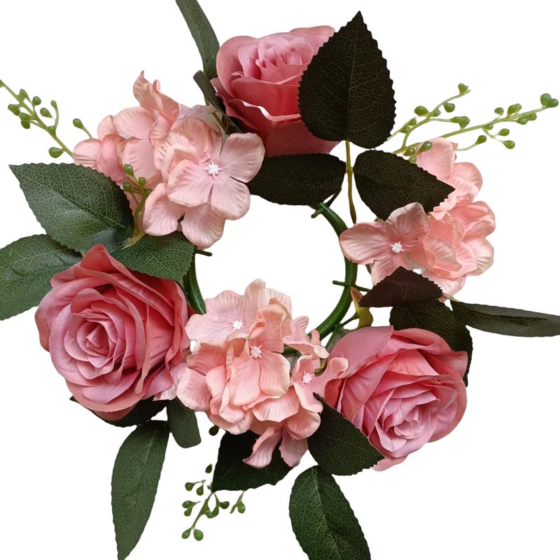 Generic 20cm European Style Faux Rose Wreath Centerpiece lotus root starch 