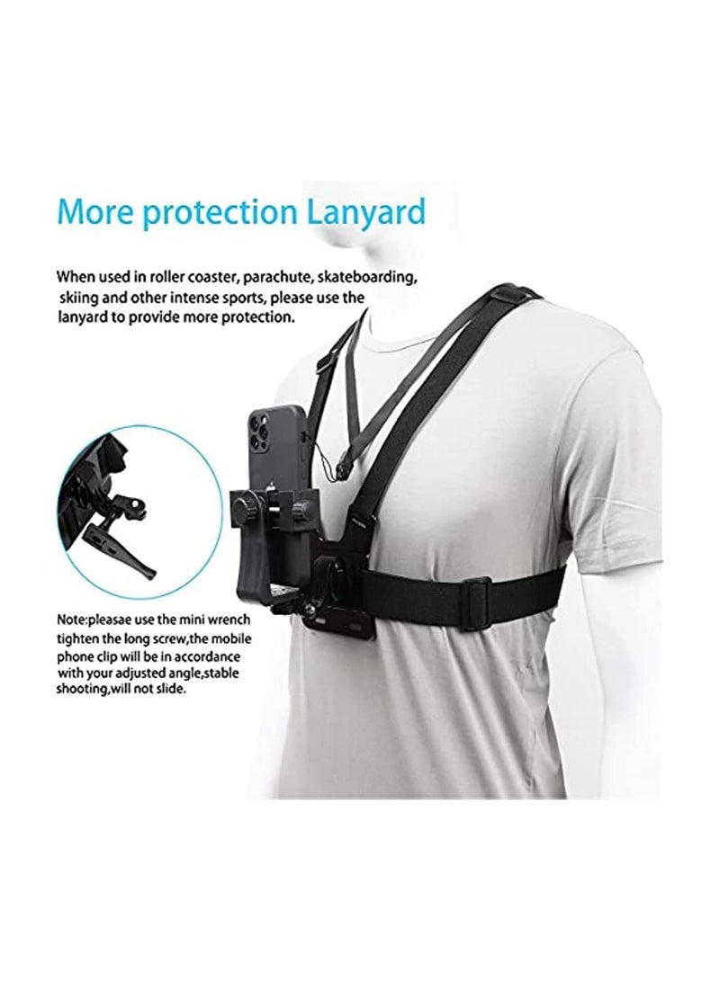 Adjustable Chest Mount Harness for Sport Camera Mobile Phone Stable Harness Strap Holder Mount for Outdoor Sports Cell Phone Clip Holder Installation Fixation Bracket - Image 3