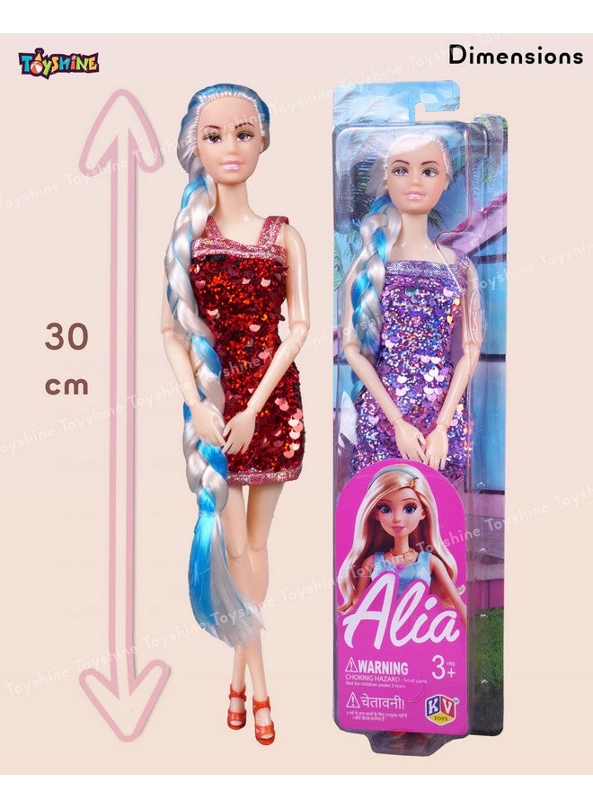 Toyshine Alia Doll with Briaded Hair Sequin Dress Strappy Heels Great Gift for Ages 3 Years Old & Up, Multi Color - Image 5
