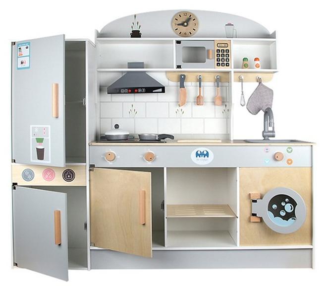 JSAITOYS Children Wooden Kitchen Set Refrigerator Toy Kids Play Pretend - Image 1