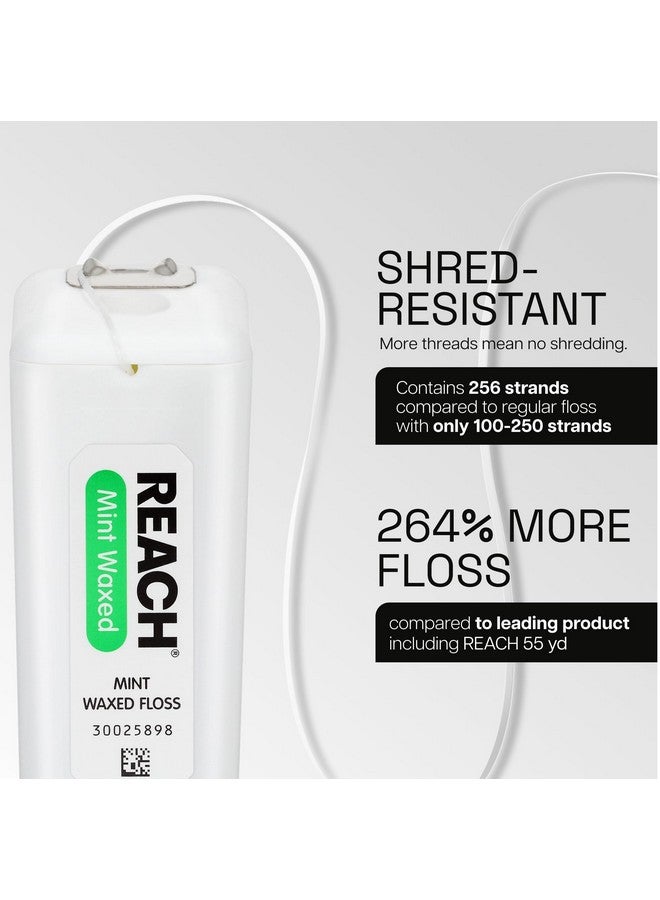 REACH REACH Waxed Dental Floss, Mint, Plaque Remover for Teeth, Shred Resistant, Floss Slides Smoothly, Easy to Use, Waxed, Deep Cleaning Teeth, Oral Care, PFAS Free, for Adults & Kids, 1 Pack, 200 yd - Image 3