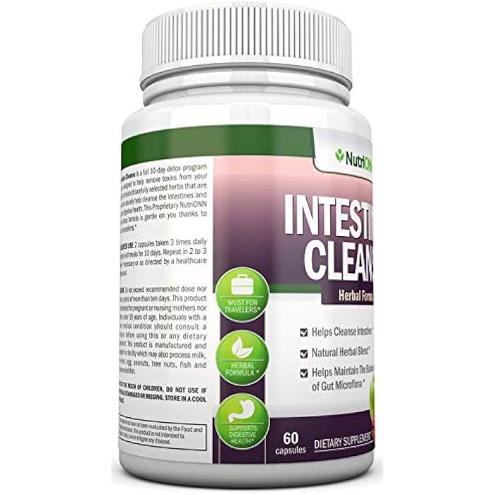 NutriONN Intestinal Cleanse - All Natural Herbal Detox Formula - Full 10-Day Detox Program - Wormwood, Cranberry, Paul D'Arco, Goldenseal, Garlic, Black Walnut Hull, Echinacea and 10 Other Natural Ingredients - Image 5