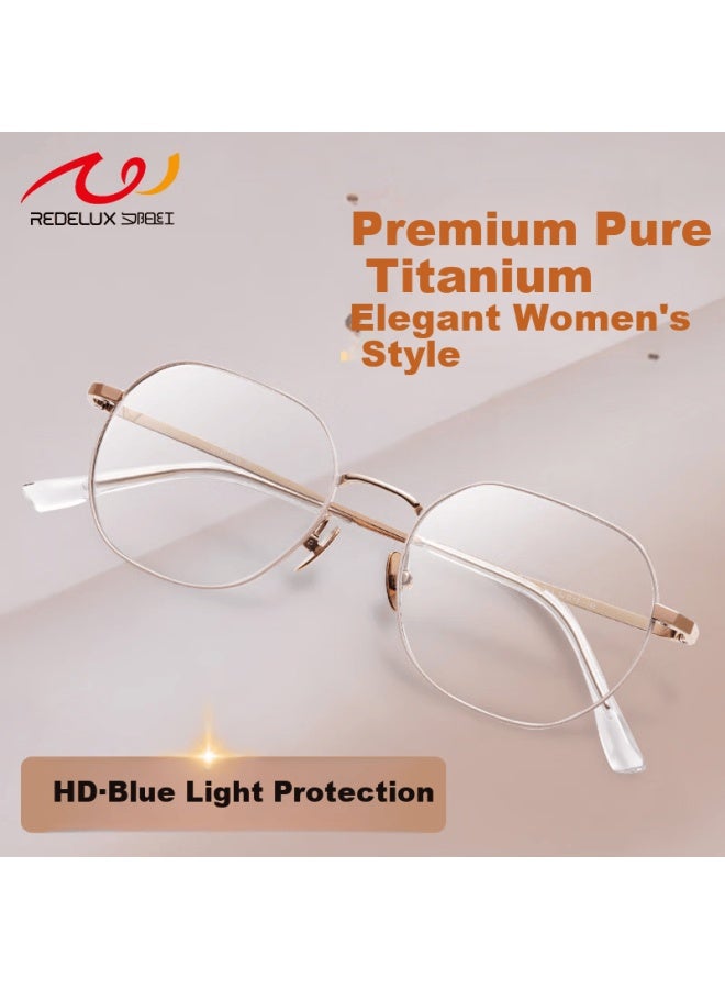 Sunset Red Pure Titanium Reading Gl For Women Fashionable High-end Blue Light Blocking Mother's Day Gift  New E301 250 Degree - Image 5