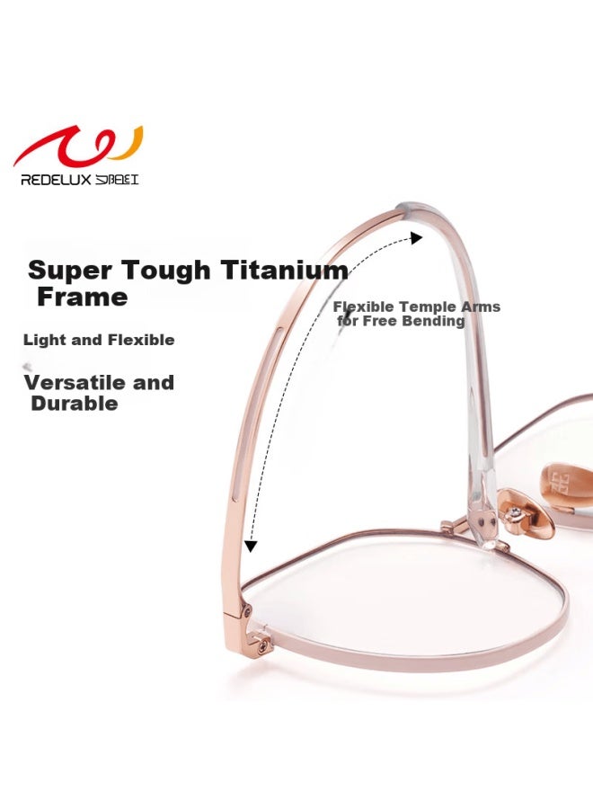 Sunset Red Pure Titanium Reading Gl For Women Fashionable High-end Blue Light Blocking Mother's Day Gift  New E301 250 Degree - Image 2