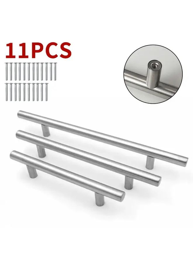 11 Piece Set Silvery Stainless Steel Cabinet Handles With Screws - Image 1