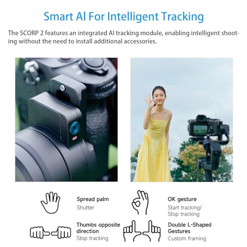 FeiyuTech SCORP 2 Gimbal Stabilizer for DSLR and Mirrorless Camera, Integrated Al Tracking Sensor, 3-Axis Camera Stabilizer for Sony Canon Panasonic Nikon, 2.5kg Payload Touch Screen Vertical Shooting - Image 2