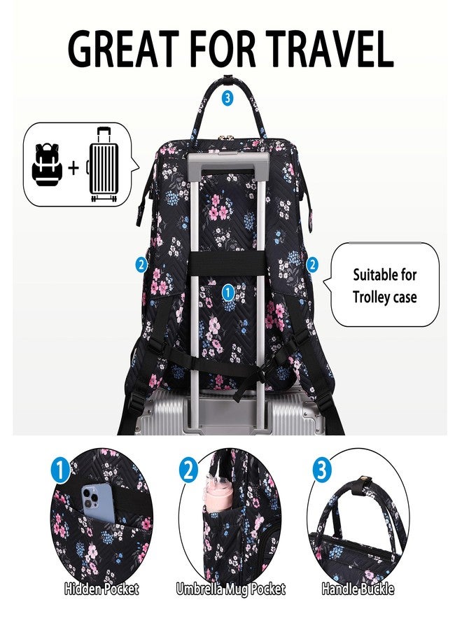 HIDDS Laptop Backpack Purse for Women Work Business College School Bag Travel Daypack Large Girls Nurse Teacher Bookbags, Black-1, Large, Stylish Classical Women Laptop Travel Backpack Purse Daypack - Image 5