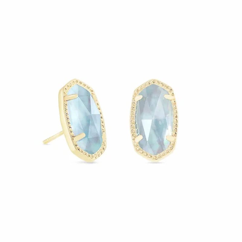 Kendra Scott Ellie Stud Earrings for Women, Fashion Jewelry, 14k Gold-Plated, Light Blue Illusion - Image 1