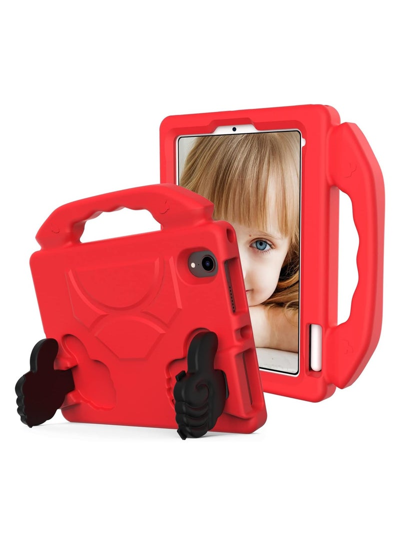 VKL Kids Case for iPad Mini 7 A17 Pro, iPad Mini 7th/6th Generation (2024/2021), Lightweight EVA Dropproof Impact Resistance Protective Handle Stand Cover for iPad Mini 7 (Red) - Image 1