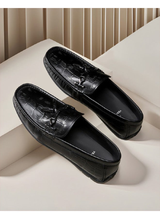 یاركون 【leap Month Shoes】 أحذية رجالية من جلد طبيعي سالبة للمشي بدون رباط للعمل غير الرسمي، ستايل تنقل جديد للخريف - Image 1