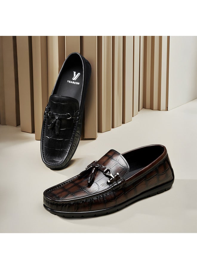 یاركون 【leap Month Shoes】 أحذية رجالية من جلد طبيعي سالبة للمشي بدون رباط للعمل غير الرسمي، ستايل تنقل جديد للخريف - Image 4