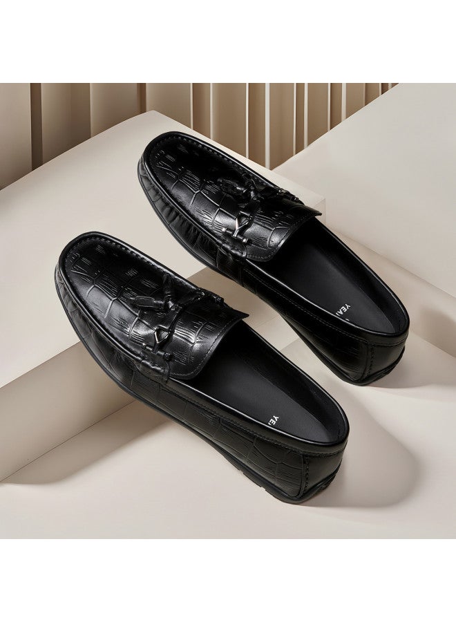 یاركون 【leap Month Shoes】 أحذية رجالية من جلد طبيعي سالبة للمشي بدون رباط للعمل غير الرسمي، ستايل تنقل جديد للخريف - Image 2