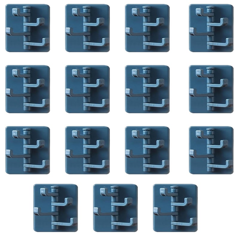 Kuber Industries Kuber Industries Set of 15 SelfAdhesive Stick On Hooks 3 Hooks Attached Bathroom Hooks for Hanging Sticky Clips Shirt Hangers for Wall Blue - Image 1
