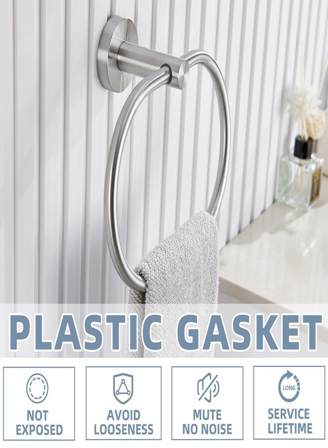 APLusee Oval Towel Ring Brushed Nickel, 304 Stainless Steel Towel Holder for Bathroom Kitchen, Wall Mounted - Image 3