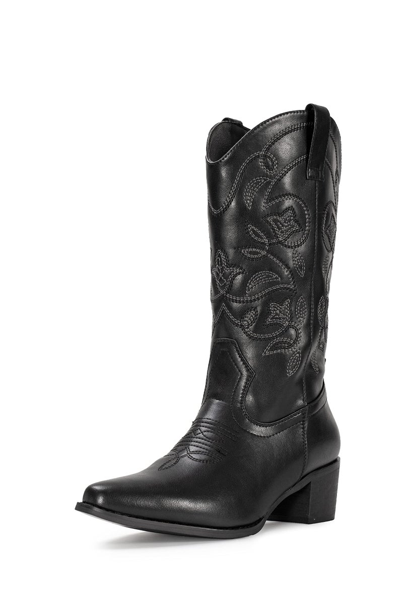 IUV Cowboy Boots For Women Pointy Toe Women's Western Boots Cowgirl Boots Mid Calf Boots - Image 1