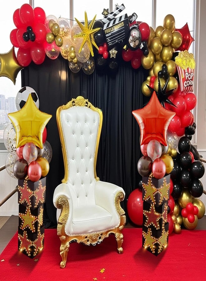 LaRandom 16 Pack Large Movie Night Party Decorations Boxes with LED, 11 Inch Large Red Carpet Decor Boxes Red Black Gold Balloons with Jumbo Star Sequined Balloons for Movie Theater Party Decorations - Image 5