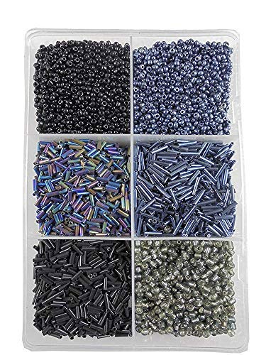 eshoppee إيشوبي الهندية الحرف اليدوية المصنوعة يدويًا من زجاج حبات البذور؛ أنابيب وزجاج مقطع حبات البذور لمجموعة صنع المجوهرات؛ مواد الفنون والحرف للتطريز مجموعة DIY؛ 300 جرام - Image 1