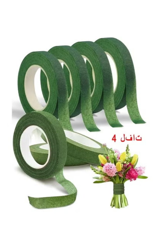 4 لفات أشرطة زهرية خضراء لشريط التفاف جذع الزهور ، تغليف باقة DIY والحرف اليدوية ، باقة الزفاف ، إكليل وترتيبات الأزهار بعرض 1/2 بوصة - Image 1