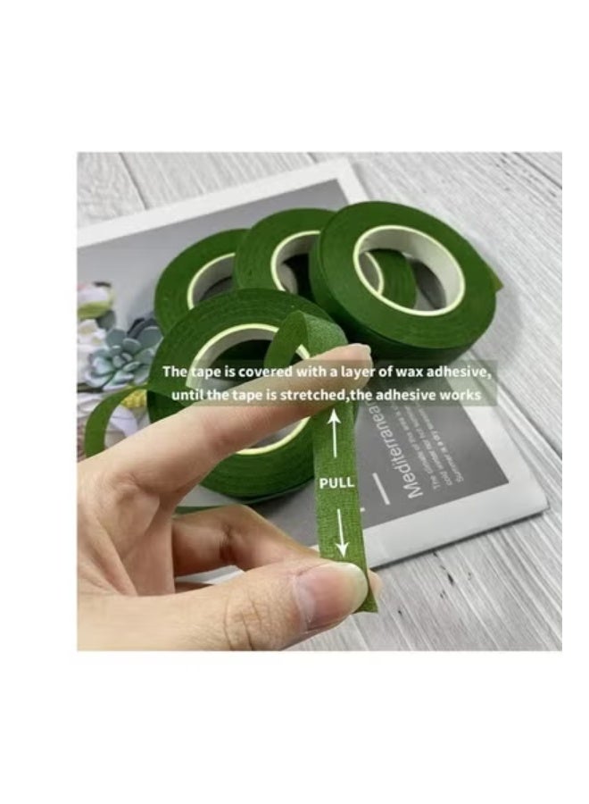 4 لفات أشرطة زهرية خضراء لشريط التفاف جذع الزهور ، تغليف باقة DIY والحرف اليدوية ، باقة الزفاف ، إكليل وترتيبات الأزهار بعرض 1/2 بوصة - Image 2