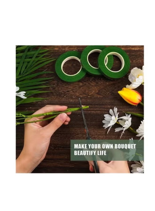 4 لفات أشرطة زهرية خضراء لشريط التفاف جذع الزهور ، تغليف باقة DIY والحرف اليدوية ، باقة الزفاف ، إكليل وترتيبات الأزهار بعرض 1/2 بوصة - Image 3