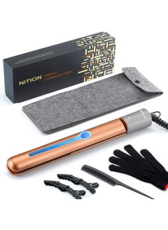 NITION Ceramic Tourmaline Flat Iron for Hair LCD 1 Hair Straighteners MCH Fast Heating UP Healthy Smooth Straightening Styling Tools with Travel Pouch Bag 265450F Adjustable 6 Temperatures Levels