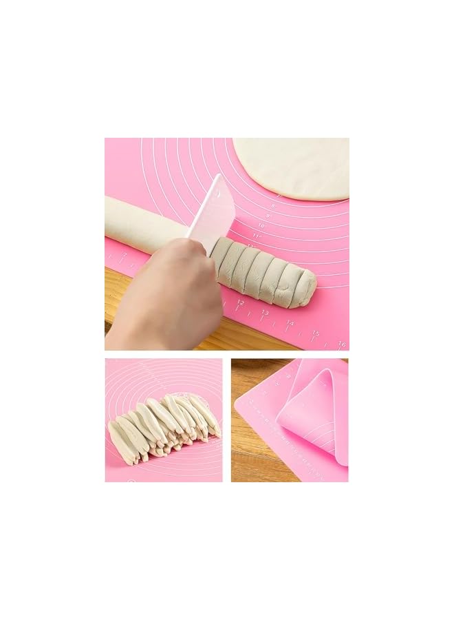 S-TOP Large Silicone Baking Mat for Pastry Rolling with Measurements, Liner Heat Resistance Table Placemat Pad Pastry Board, Reusable Non-Stick Baking Mat, Multicolor (Pink) - Image 3