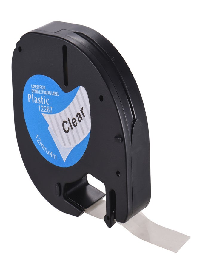 Labeling Tape 12267 Plastic Self-Adhesive Refills Black Print on Clear 1/2 Inch * 13 Feet 12mm * 4m for DYMO LT-100H Label Maker, 1 Roll - Image 1