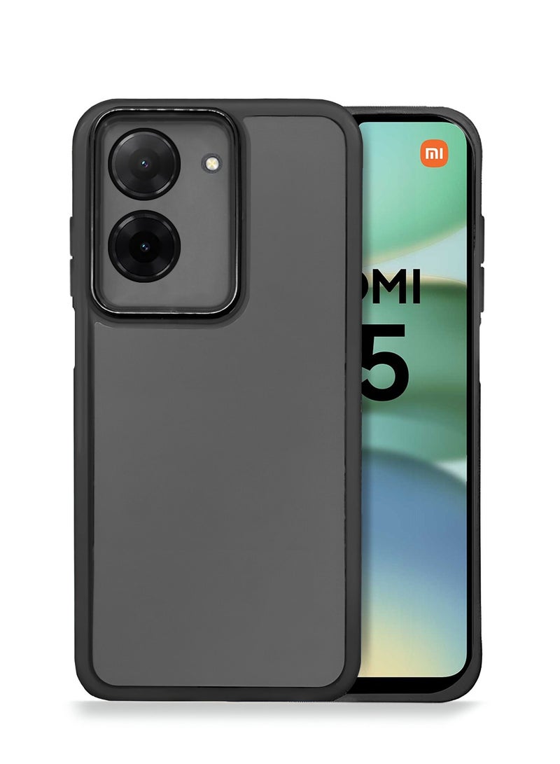Wtech Xiaomi Redmi A5 4G 2025 Soft Transparent TPU Silicone Ultra Thin Phone Stylish Electroplated Camera Border Back Case Cover - Black - Image 1