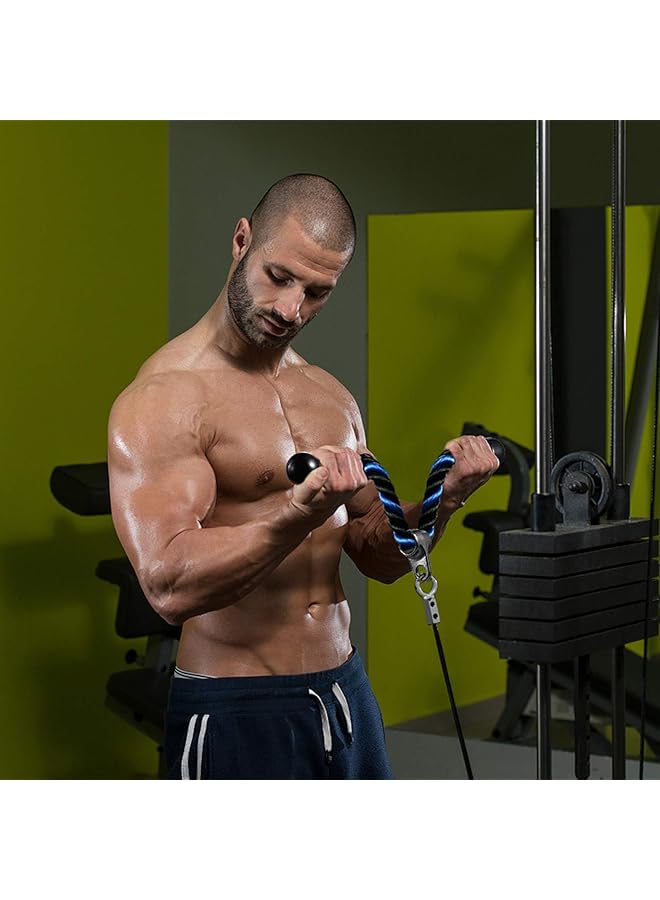 erorex Tricep Rope Pull Down Cable, 27 & 36 Inch Nylon Braided Non-Slip Attachment Triceps Tension Rope For Gym Workout, Strong Grip For Effective Tricep, Bicep & Shoulder Exercises (Black-Blue) - Image 4
