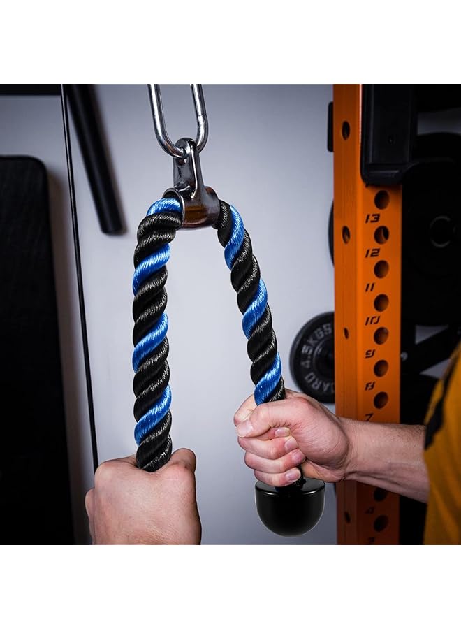 erorex Tricep Rope Pull Down Cable, 27 & 36 Inch Nylon Braided Non-Slip Attachment Triceps Tension Rope For Gym Workout, Strong Grip For Effective Tricep, Bicep & Shoulder Exercises (Black-Blue) - Image 5