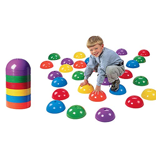 Constructive Playthings Stepping Domes, Exercise Stepping Stones for Kids, Indoor/Outdoor Toys, Gross Motor Skills, Active Play, Stackable, Includes Storage Pole, 36-Pieces, Ages 3 Years & Older - Image 1