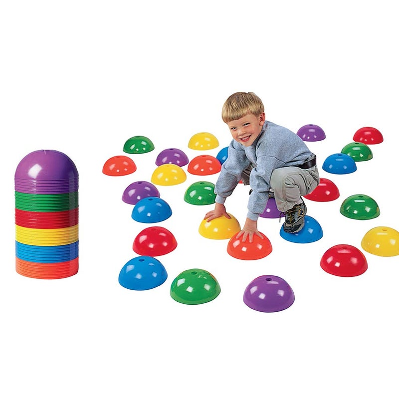 Constructive Playthings Stepping Domes, Exercise Stepping Stones for Kids, Indoor/Outdoor Toys, Gross Motor Skills, Active Play, Stackable, Includes Storage Pole, 36-Pieces, Ages 3 Years & Older - Image 5
