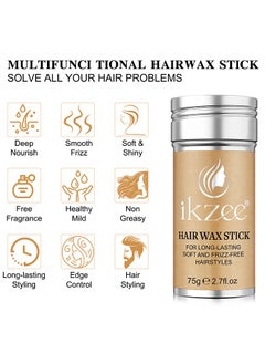 IKZEE Hair Wax Stick For Long-Lasting Soft And Frizz-Free Hairstyles,Comb Set 3 PCS Edge Control Brush Hair Slick 75g  - Image 5