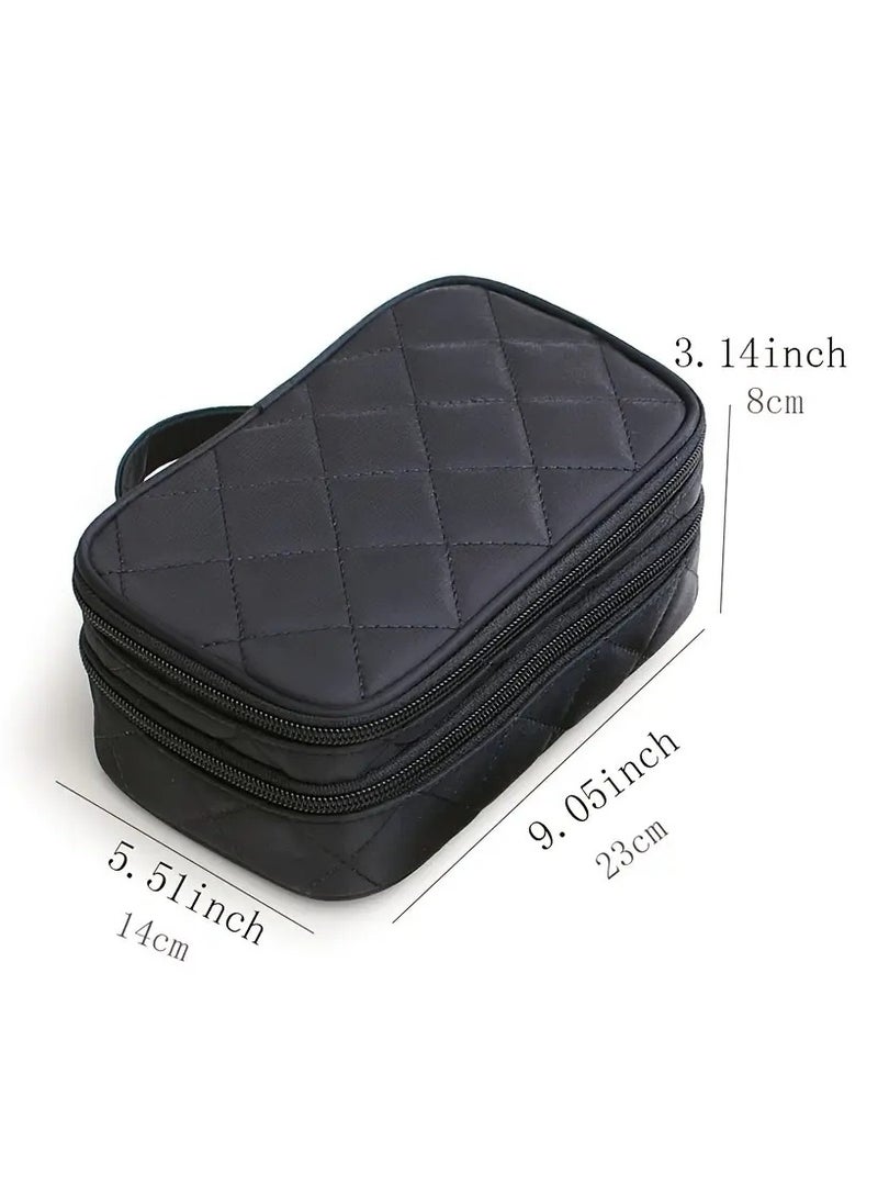 أوريتي طبقة مزدوجة حقيبة مستحضرات التجميل حقيبة مكياج منظم السفر للنساء فرشاة تخزين احترافية حقيبة مكياج حقيبة مستحضرات التجميل بني - Image 4