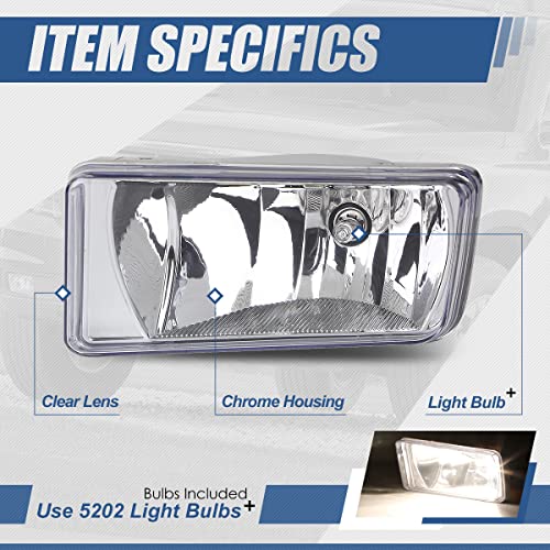 Auto Dynasty Fog Lights Compatible with 07-15 Chevy Silverado/07-13 Chevy Avalanche/07-17 Chevy Tahoe/07-14 Chevy Suburban/07-15 GMC Sierra/07-08 Cadillac Escalade, Driver and Passenger Side, Clear - Image 2
