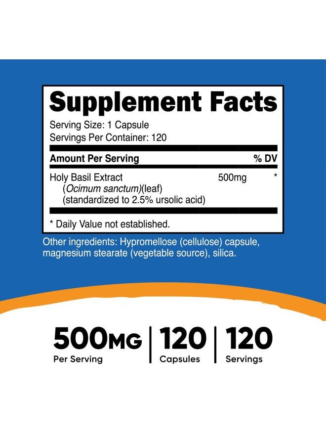 Nutricost كبسولات الريحان المقدس 500 ملغ، 120 كبسولة نباتية - خالية من الغلوتين، غير معدلة وراثيًا - Image 2