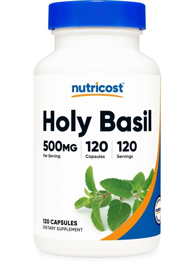 Nutricost كبسولات الريحان المقدس 500 ملغ، 120 كبسولة نباتية - خالية من الغلوتين، غير معدلة وراثيًا - Image 1