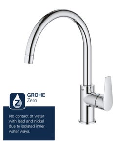 Grohe GROHE BauEdge Single Lever Sink Mixer | Kitchen Fixtures | Kitchen Faucet With High Spout | Swivel Area 360˚ |Easy Installation | 31367001  - Image 3