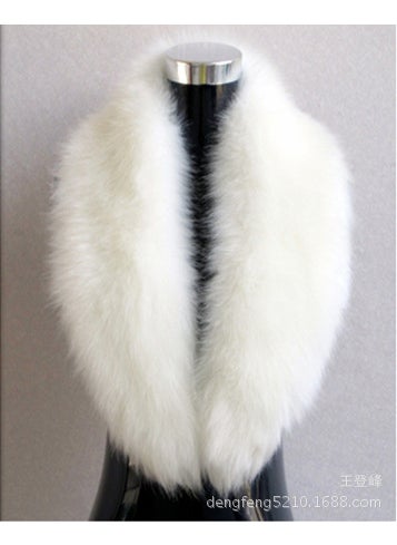 Generic - Imitation fox fur collar womens shawl big fur collar scarf warm imitation fur collar foreign trade thickened imitation fur fur collar White (length 100cm * 17cm) - Image 1