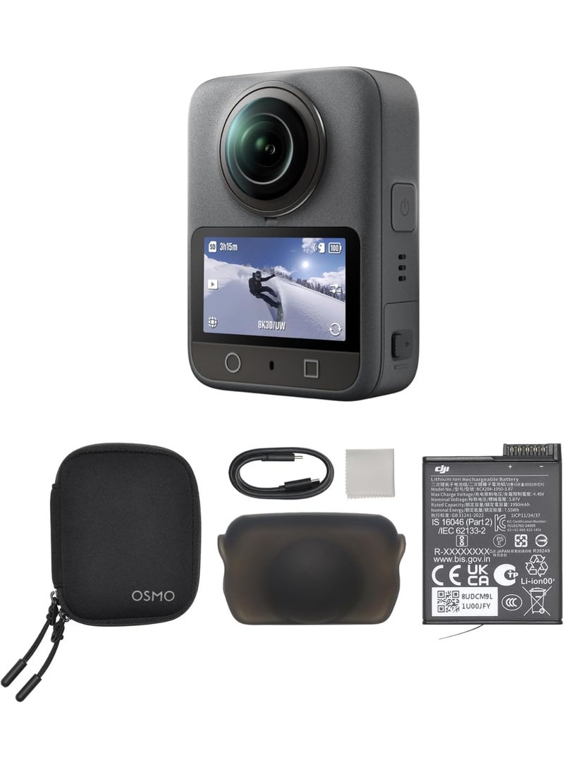 Dji World مجموعة DJI Osmo 360 القياسية | كاميرا أكشن بدقة 8K وتصوير 360 درجة بمستشعر 1 بوصة، تدعم الفيديو الأصلي بدقة 8K (بزاوية 360 درجة) ومعدل 120 إطاراً في الثانية بدقة 4K، وميزة Boost Video بزاوية 170 درجة، وصور 360 درجة بدقة 120 ميجابكسل؛ مقاومة للماء وتوفر 100 دقيقة من التسجيل بدقة 8K - مثالية للرياضة والسفر ومدونات الفيديو (Vlogging). - Image 3