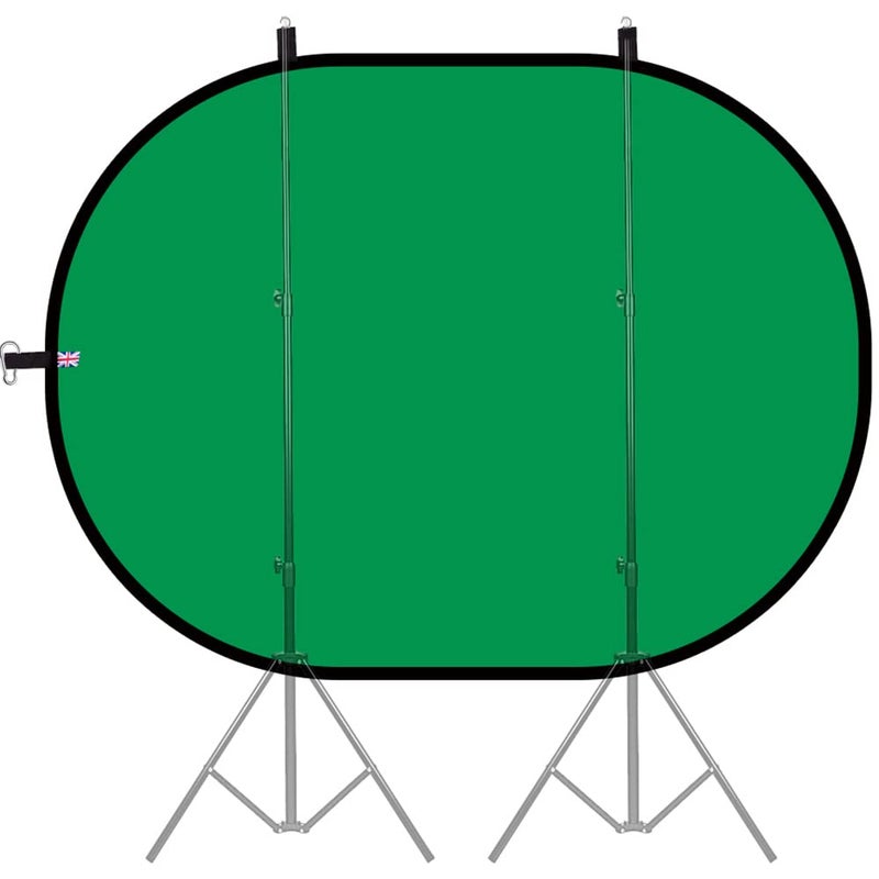 LENCARTA Chromakey Green Chromakey Blue Collapsible Backdrop Collapsible Reversible Background 150x200cm (4.9x6.5ft) Chroma-Key Blue/Green YouTube TikTok Streaming Zoom Interviews Meeting Cotton Muslin - Image 3
