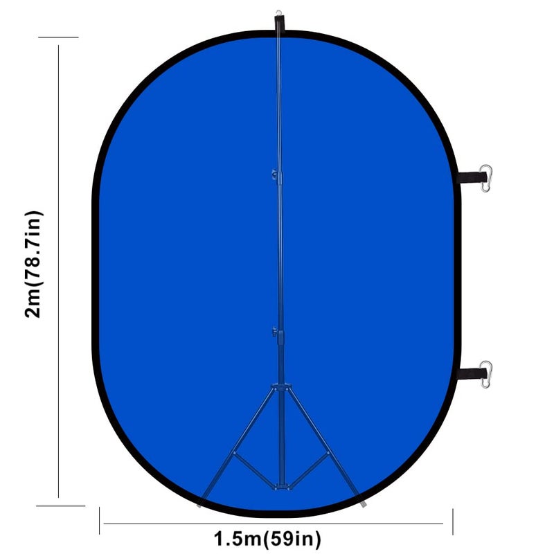 LENCARTA Chromakey Green Chromakey Blue Collapsible Backdrop Collapsible Reversible Background 150x200cm (4.9x6.5ft) Chroma-Key Blue/Green YouTube TikTok Streaming Zoom Interviews Meeting Cotton Muslin - Image 4