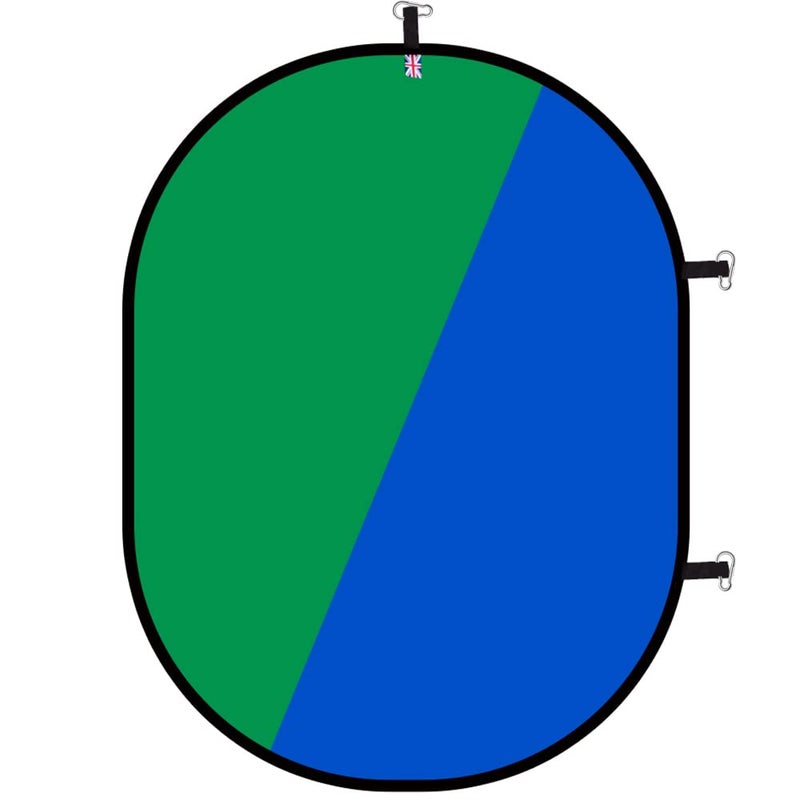 LENCARTA Chromakey Green Chromakey Blue Collapsible Backdrop Collapsible Reversible Background 150x200cm (4.9x6.5ft) Chroma-Key Blue/Green YouTube TikTok Streaming Zoom Interviews Meeting Cotton Muslin - Image 2