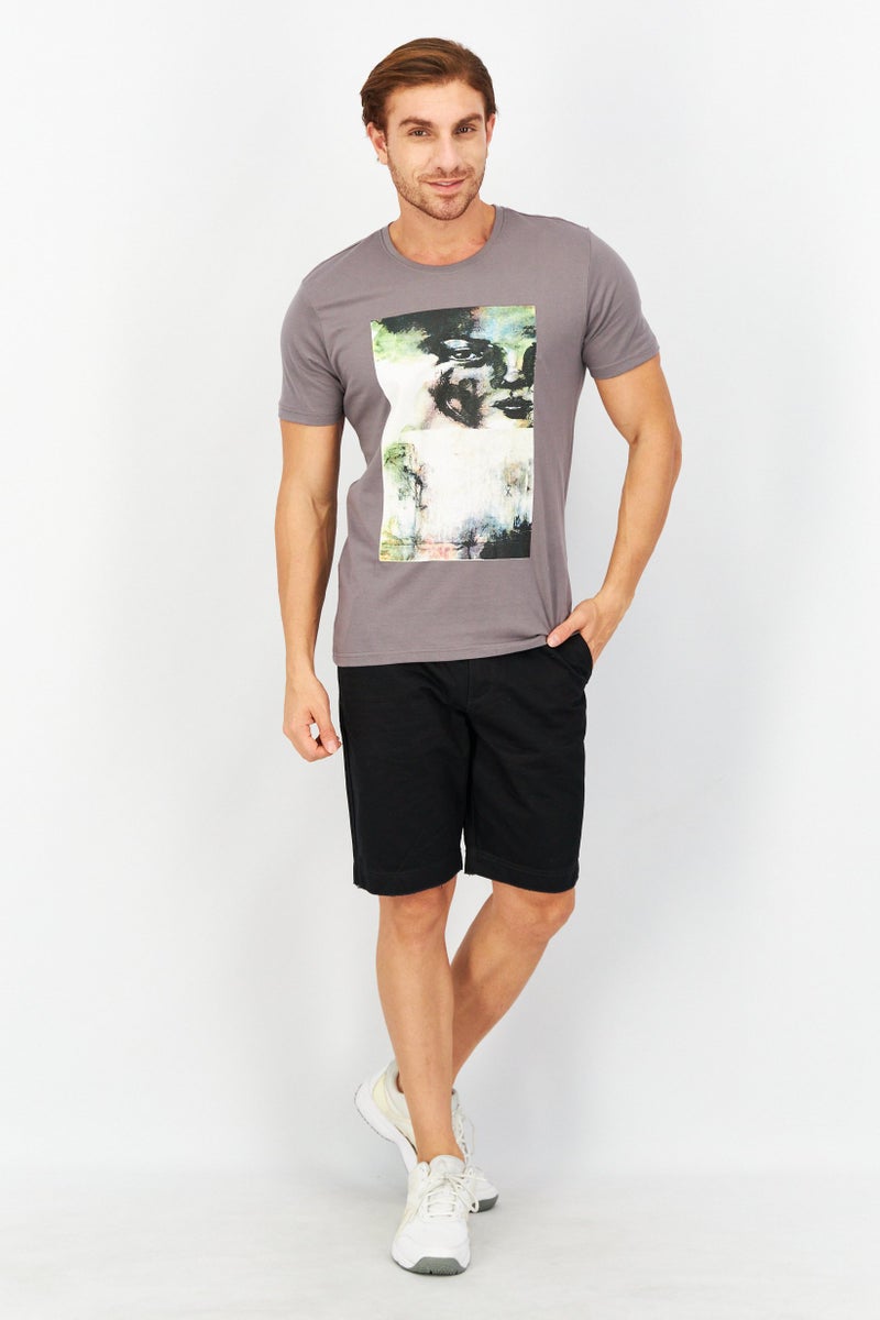 Tailored Recreation Men Crew Neck Short Sleeves Graphic Print T-Shirt, Grey - Image 3